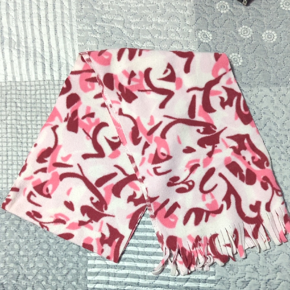 Ardene Pink and White Patterned Scarf